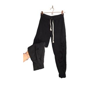 Americanable | Black floral see through bottom drawstring joggers